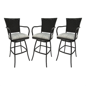 Pemberly Row Set of 3 Outdoor Indoor 34&quot Extra Tall Bar Stools in Black