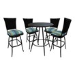 Pemberly Row 5-Piece Outdoor and Indoor Fabric Pub Set in Multi-Colour and Black