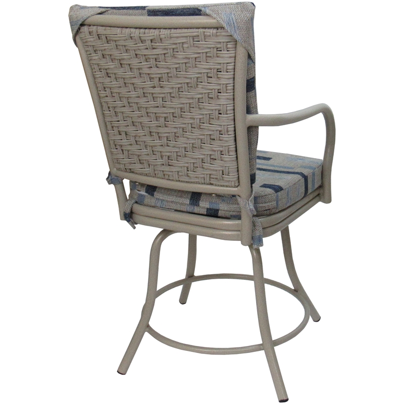 Pemberly Row Outdoor and Indoor Patio Swivel Dining Chair in Blue Beige