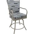 Pemberly Row Outdoor and Indoor Patio Swivel Dining Chair in Blue Beige