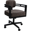 Pemberly Row Swivel Metal Dining Caster Chair in Outlier Ash and Black