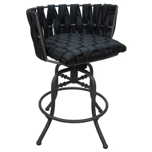 Pemberly Row 26&quot Counter Swivel Tilt Metal Bar Stool in Black Vinyl and Gray