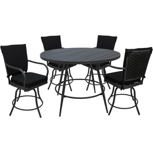 Pemberly Row 5-Piece Outdoor and Indoor Patio Dining Set in Black and Gray