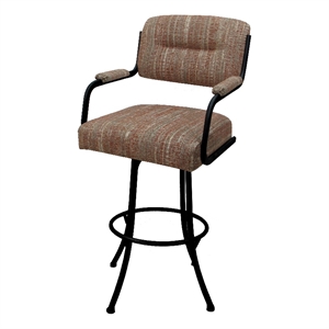Pemberly Row 30&quot Swivel Metal Bar Stool in Watusi Madder and Black