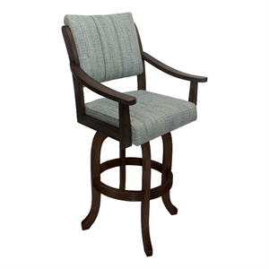 Pemberly Row 26&quot Counter Solid Wood Bar Stool in Aquatint Teal and New Brown