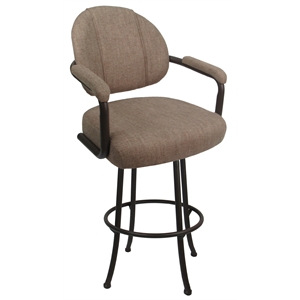 Pemberly Row Swivel Counter Metal Bar Stool 26&quot in Basin Beige Fabric Coffee