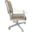 Pemberly Row Leather Dining Caster Chair Swivel Tilt in Tan Leather on White