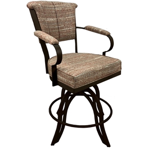 Pemberly Row Swivel Tilt Metal Counter Stool 24&quot in Madder Red Fabric Brown
