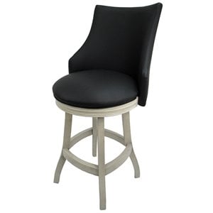 Pemberly Row 26&quot Swivel Wood Counter Stool in Black/ Antique White