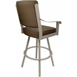 Pemberly Row Leather Swivel Metal Bar Stool 30