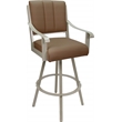 Pemberly Row Leather Swivel Metal Bar Stool 30