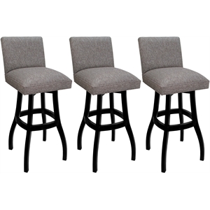 Pemberly Row Set of 3 Extra Tall Swivel Wood Stools in Mojave Gray Fabric