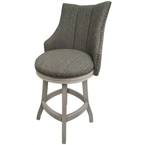 Pemberly Row 26&quot Swivel Solid Wood Counter Stool with Full Back in Smoke Gray