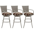 Pemberly Row Set of 3 Outdoor Indoor Bar Stools with Arms in Terracotta Beige