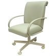 Pemberly Row Swivel Dining Caster Chair on Wheels in Beige Vinyl Beige Metal