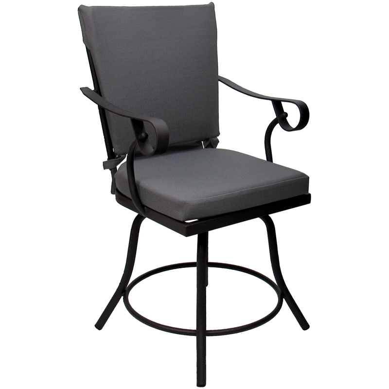 Pemberly Row Outdoor/Indoor Patio Dining Set in Dark Gray Linen Fabric Black