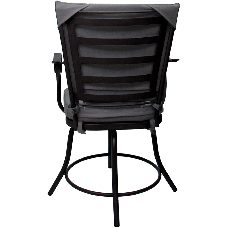 Pemberly Row Outdoor/Indoor Patio Dining Set in Dark Gray Linen Fabric Black