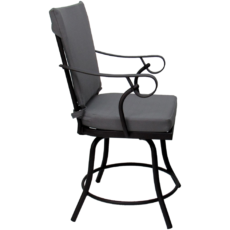 Pemberly Row Outdoor/Indoor Patio Dining Set in Dark Gray Linen Fabric Black