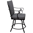 Pemberly Row Outdoor/Indoor Patio Dining Set in Dark Gray Linen Fabric Black