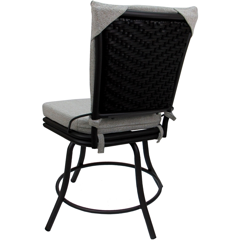 Pemberly Row Outdoor/Indoor Patio Dining Chair Armless in White Linen Black