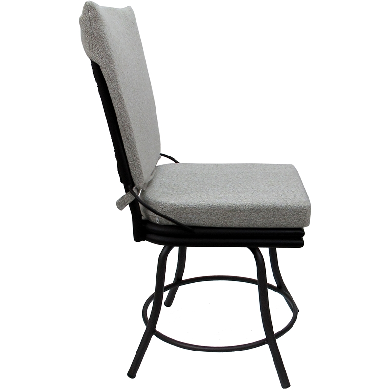 Pemberly Row Outdoor/Indoor Patio Dining Chair Armless in White Linen Black