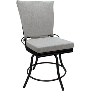 Pemberly Row Outdoor/Indoor Patio Dining Chair Armless in White Linen Black