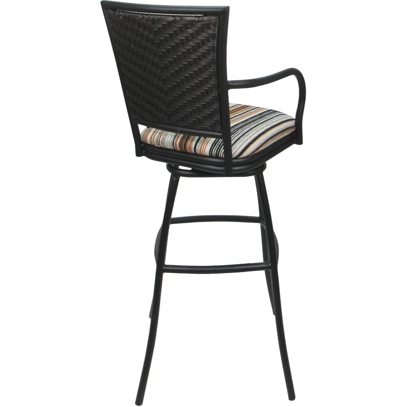 Pemberly Row Set of 3 Outdoor Indoor Bar Stools with Arms in DriftNutmeg Gray