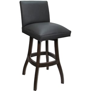 Pemberly Row Solid Wood Bar Stool 30&quot in Gray Vinyl Dark Walnut