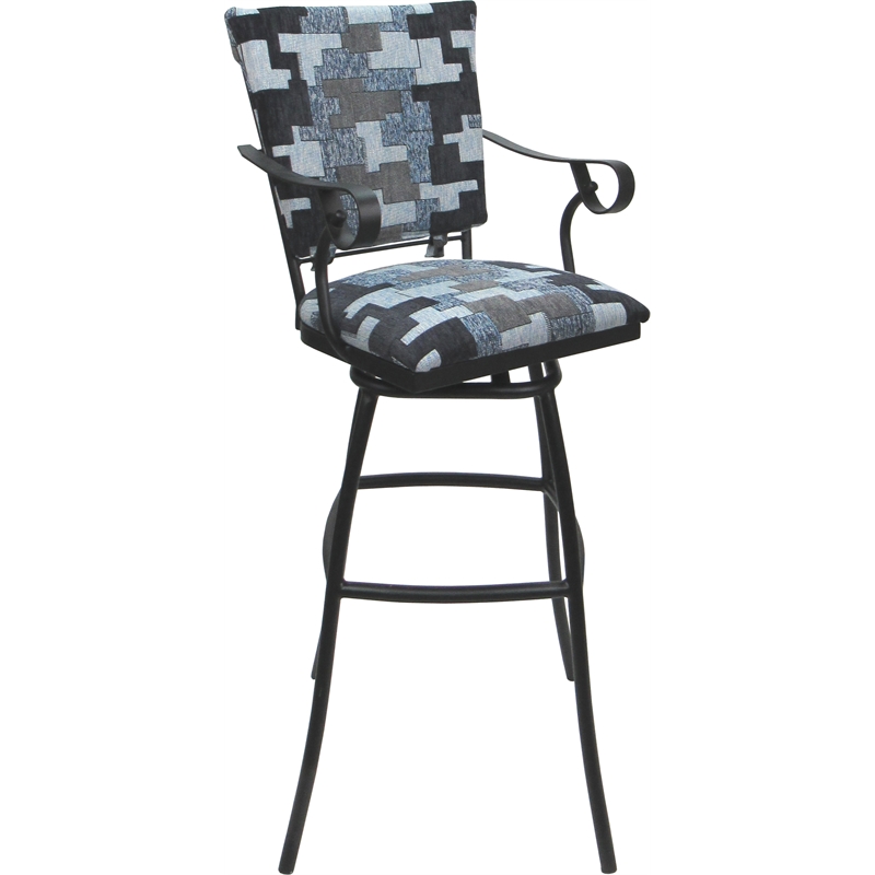 Pemberly Row Set of 3 Outdoor Indoor Extra Tall Stools Arms in Flint Gray