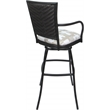 Pemberly Row Set of 3 Outdoor Counter Stools in Craftsman White Fabric Gray