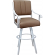 Pemberly Row Leather Swivel Metal Bar Stool 30