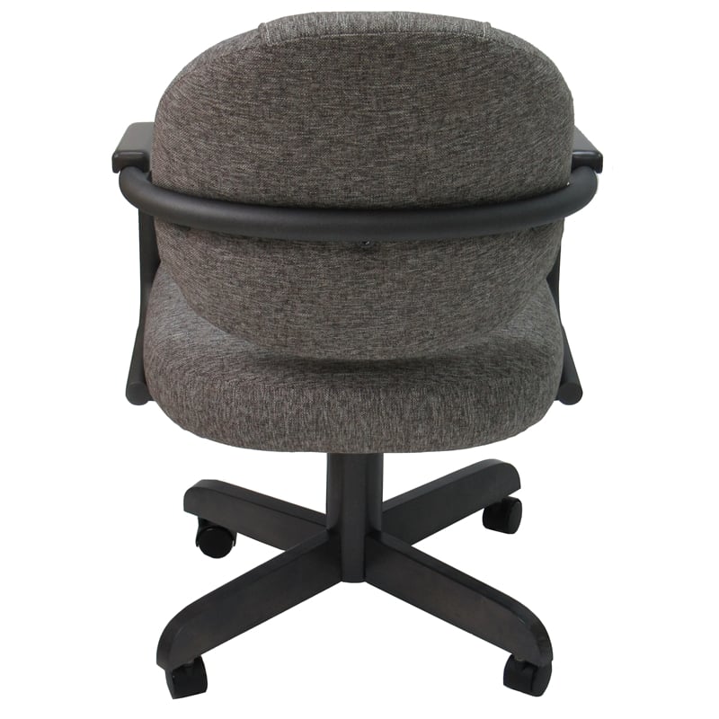 Pemberly Row Swivel Dining Caster Chair on Wheels in Mojave Gray Fabric Gray