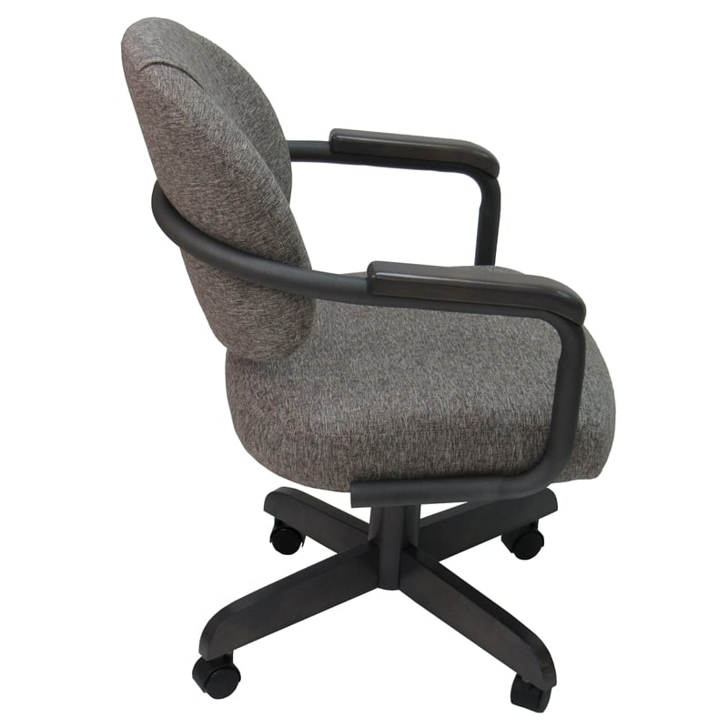 Pemberly Row Swivel Dining Caster Chair on Wheels in Mojave Gray Fabric Gray