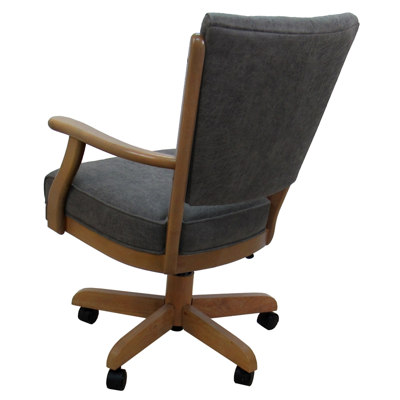 Pemberly Row Caster Solid Wood Dining Chair in NW Elk Charcoal Light Oak