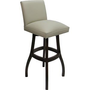 Pemberly Row Extra Tall Wood Bar Stool 34&quot in Ocean Beige Vinyl Dark Walnut