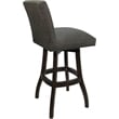 Pemberly Row Set of 3 Extra Tall Swivel Stools in Elk Charcoal Fabric Walnut