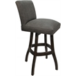 Pemberly Row Set of 3 Extra Tall Swivel Stools in Elk Charcoal Fabric Walnut