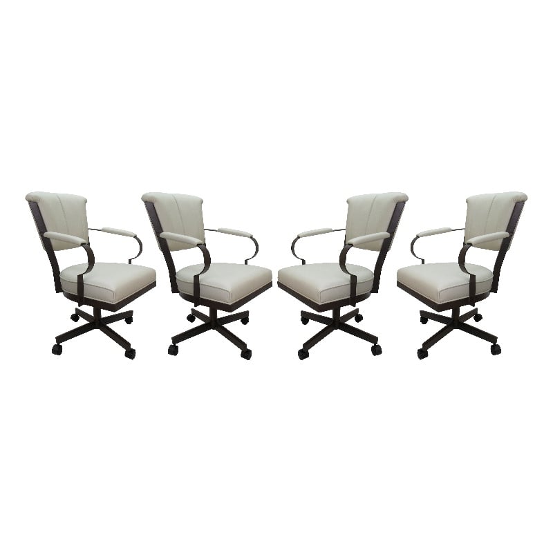 Pemberly Row Set of 4 Swivel Metal Caster Dining Chairs on Wheels