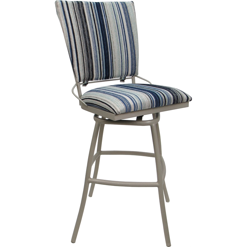 Pemberly Row Set of 3 Extra Tall Stools Armless in Blue Fabric Beige