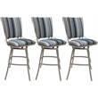 Pemberly Row Set of 3 Extra Tall Stools Armless in Blue Fabric Beige