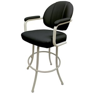 Pemberly Row 34&quot Vinyl Swivel Tilt Extra Tall Bar Stool in Black and Beige