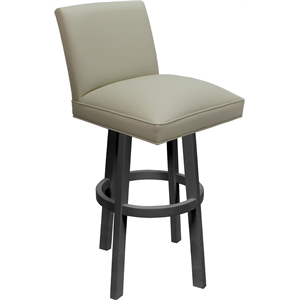 Pemberly Row Swivel Wood Bar Stool 30&quot Seat in Ocean Beige Vinyl Gray