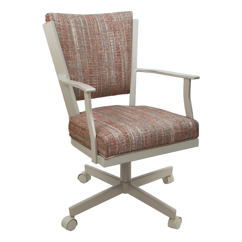 Pemberly Row Swivel Metal Dining Caster Chair in Watusi Madder Beige Frame
