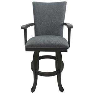 Pemberly Row 30&quot Swivel Wood Bar Stool with Full Back in Aqua Marine Blue