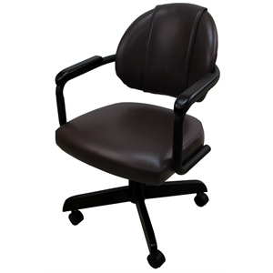 Pemberly Row 34&quot Swivel Metal Dining Chair with Upholstered Seat in Black