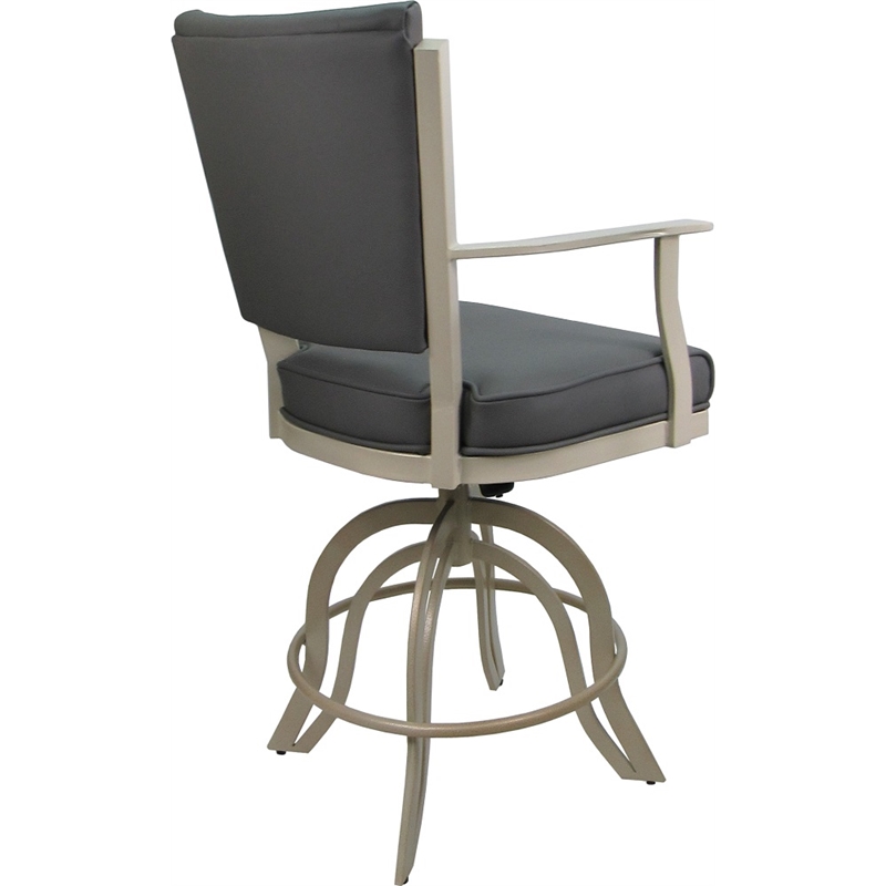 Pemberly Row Leather Counter Swivel Metal Bar Stool 26