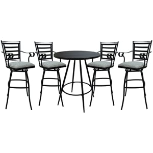 Pemberly Row Pub Set 30&quot Stool with Arms in Coco Taupe Black Frame