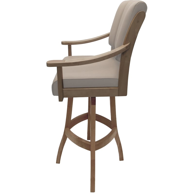 Pemberly Row Leather Extra Tall Solid Wood Bar Stool 34