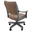Pemberly Row Caster Solid Wood Dining Chair in Watusi Madder Red Fabric Gray