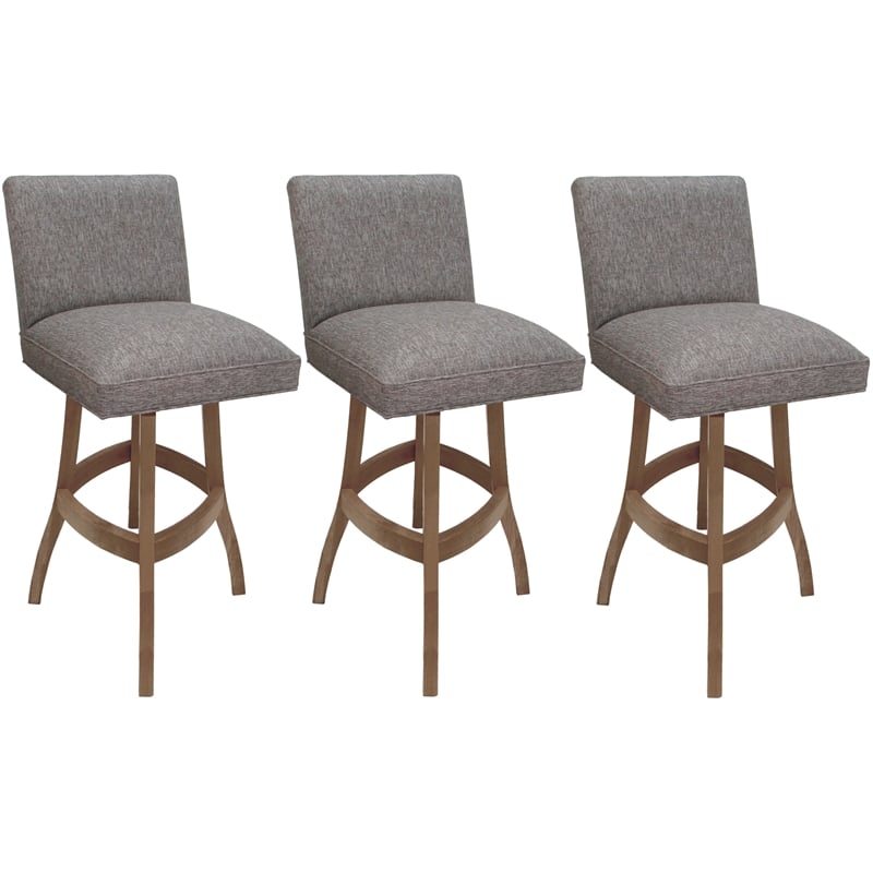 Pemberly Row Set of 3 Swivel Wood Bar Stools 30